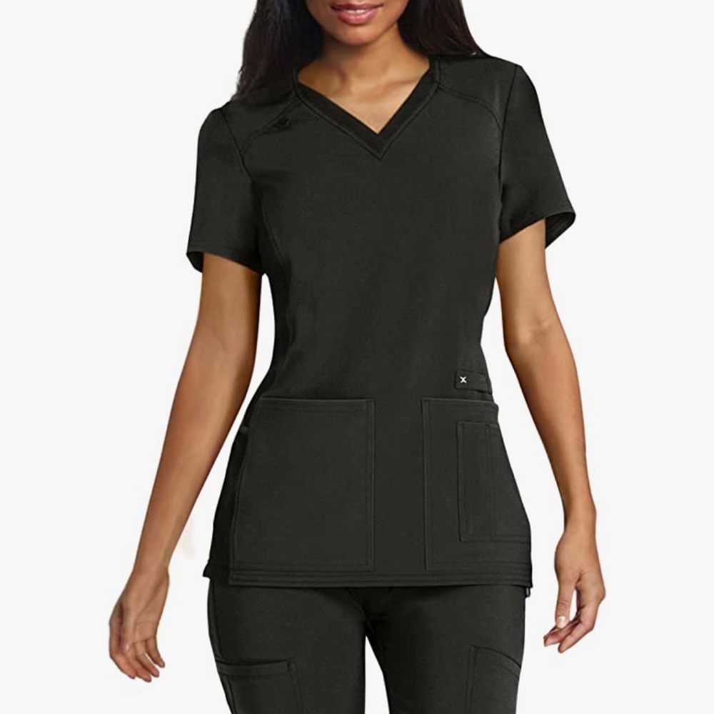 Iflex Scrubs for Women V-Neck Top with Stretchy Knit Side Panels CK605